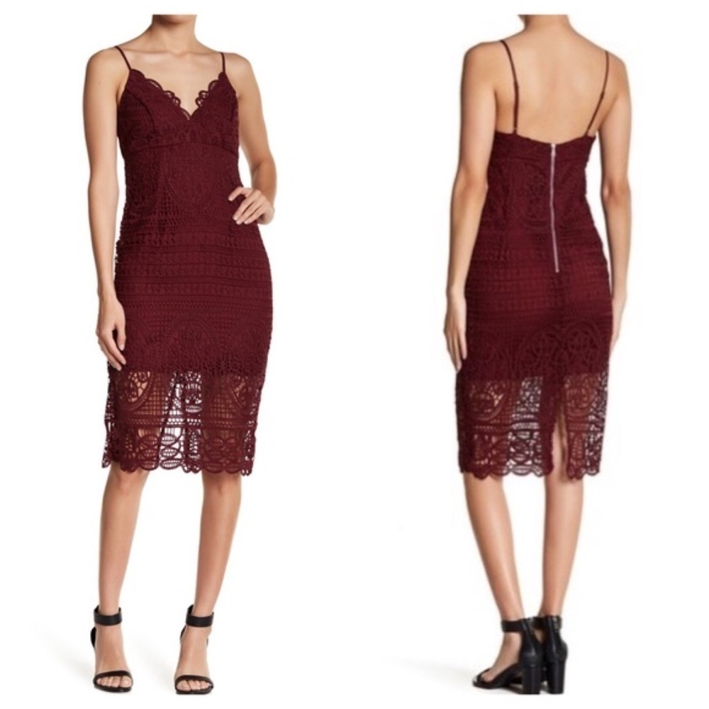 3/$25 Bardot Versailles  Burgundy Crochet Dress 4 XS